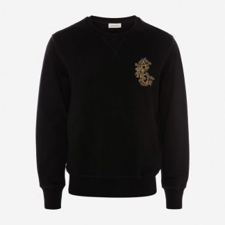 Men's Black Crystal Embroidered Sweatshirt