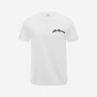 Men's White McQueen Embroidery T Shirt