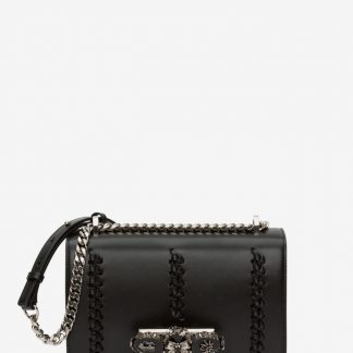 Women's Black Butterfly Jewelled Satchel