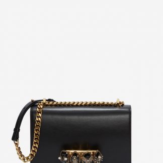 Women's Black Jewelled Satchel