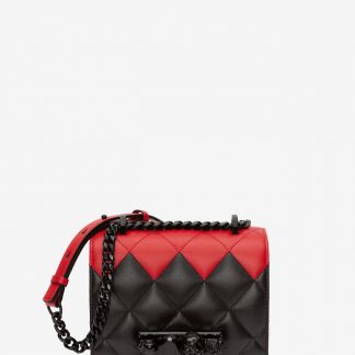 Women's Black/Red Small Jewelled Satchel